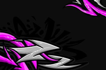 background black ,abstrak silver and pink , decal, racing, sport,  wrap , banner