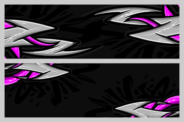 background black ,abstrak silver and pink , decal, racing, sport,  wrap , banner