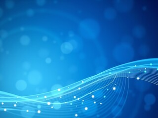Abstract Blue Background with Flowing Lines and Sparkling Lights for Digital Design