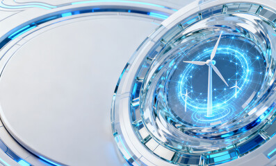 Fototapeta premium Main visual background of wind power generation on the 3D vortex of business technology.