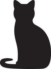 Silhouette vector of cat with glowing effect, mystical magical feline night design.