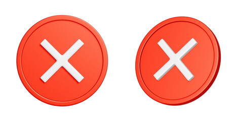 赤い丸型のバツマークの3Dアイコンセット