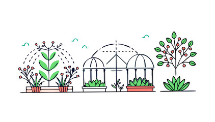 Beautiful Vector Gazebo with Plants Illustration | Elegant Outdoor Design