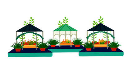 vector Beautiful Vector Gazebo with Plants Illustration | Elegant Outdoor Design