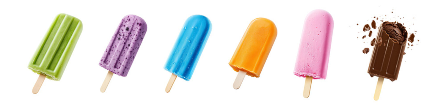 Collection of mix ice cream Popsicle with different flavours. 