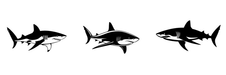 Fototapeta premium A bold, minimalist silhouette of a shark, perfect for adding a touch of power and mystery to your designs, is embodied in Shark Silhouette