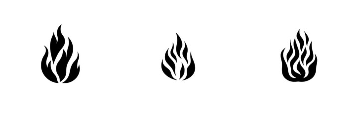 The Fiery Flame Icon features a stylized, solitary flame in black silhouette set against a transparent backdrop, ideal for logos, branding, and designs that require a strong visual element