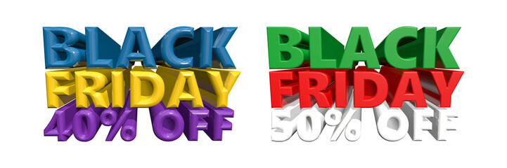 Black friday sale with 40 percent and 50 percent off discounts