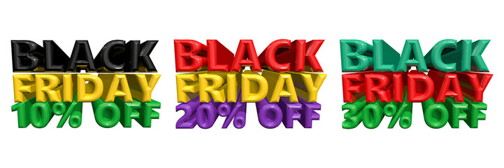 Brightly colored black friday sale with percentage discounts
