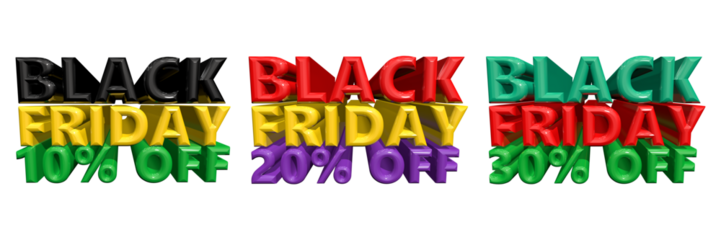 Brightly colored black friday sale with percentage discounts