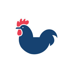 Vector art of a blue rooster with a red comb. chicken logo design. farm, poultry logo design element. vector illustration 