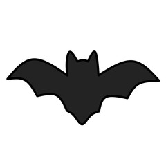 Flying Bat Silhouette Icon with Spread Wings for Halloween Nightbat