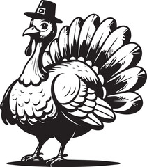 Festive Turkey: A charming illustration of a thanksgiving turkey, complete with a pilgrim hat.  A joyful scene of the holiday season. 
