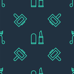 Set line Lipstick, Nail polish bottle and Eyelash curler on seamless pattern. Vector