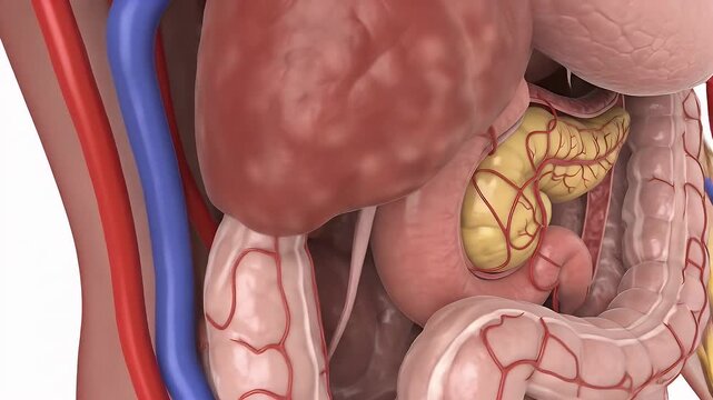 Pancreas with Digestive System Anatomical Illustration