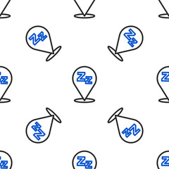 Line Sleepy icon isolated seamless pattern on white background. Sleepy zzz black talk bubble. Colorful outline concept. Vector