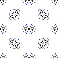 Line Gender equality icon isolated seamless pattern on white background. Equal pay and opportunity business concept. Colorful outline concept. Vector