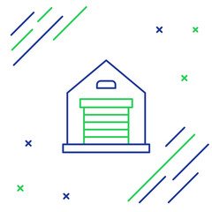 Line Warehouse icon isolated on white background. Colorful outline concept. Vector