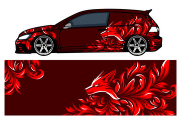 decal,car wrap, decal, vinyl sticker designs concept. auto design geometric stripe fox background 