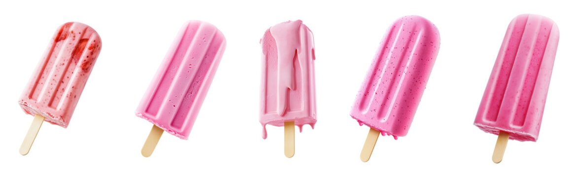 Sweet pink ice cream popsicle isolated.