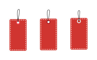 Red price tag vector illustration. hangtag symbol. blank product label tag