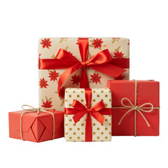 Three Festive Gift Boxes with Holiday Wrapping – Symbol of Joy, Giving, and Seasonal Celebration