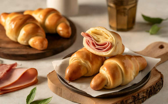 Cachitos are Venezuelan croissant-like pastries typically filled with ham and cheese.