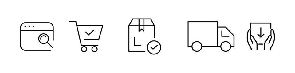 Vector art of online shopping and delivery icon set