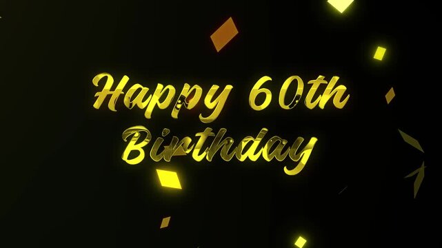 Happy Birthday Text Animation with Gold Particles on Black Background. Animated Golden Text Effect for Birthday Celebrations. 4K Animation with Transparent Background