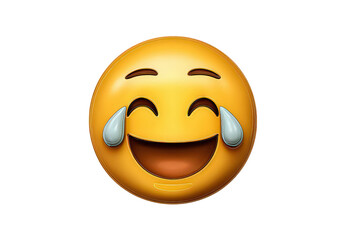 Fototapeta premium Yellow Emoji Face with Tears of Joy on Transparent Background