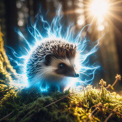 青く光るハリネズミ