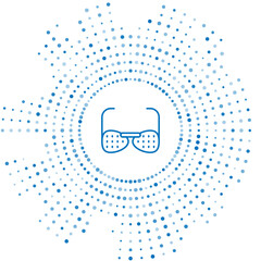 Blue line Glasses for the blind and visually impaired icon isolated on white background. Abstract circle random dots. Vector