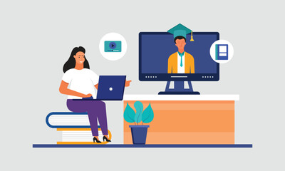 Online Education, E-Learning, Distance Education Concept