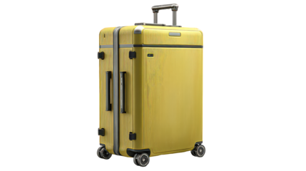 Gold Metallic Suitcase on Transparent Background