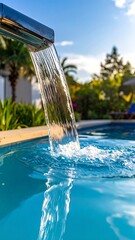 Water cascading into a pool