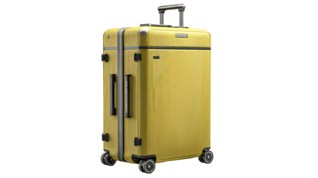Gold Metallic Suitcase on Transparent Background