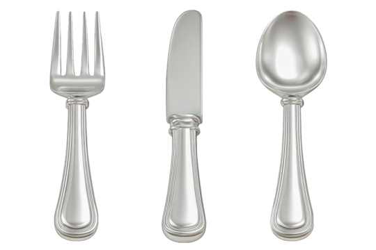 Silverware Set with Ornate Handles