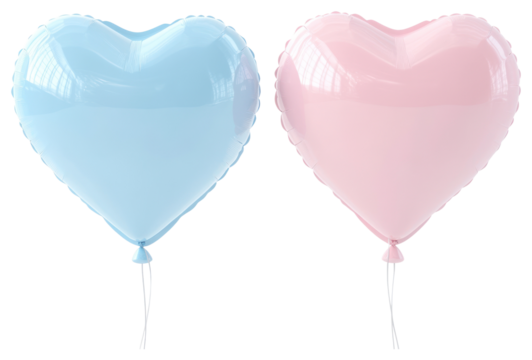 PNG Heart-shaped balloons pink blue decoration.
