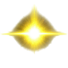 Bright Golden Light Burst on Transparent Background