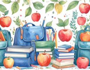 Watercolor school supplies