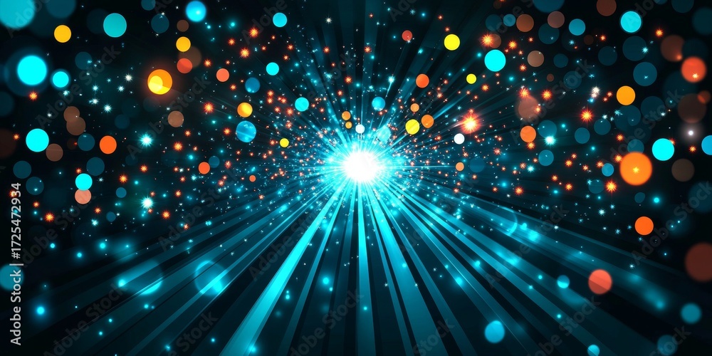 Canvas Prints abstract convergence modern art vector illustration with vibrant light beams and bokeh effects
