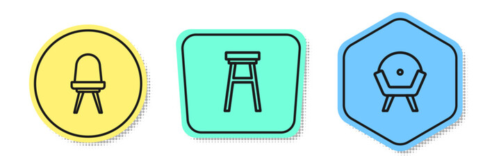Set line Chair, and Armchair. Colored shapes. Vector