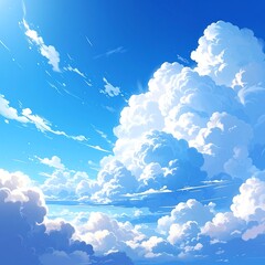 Whimsical sky filled with clouds