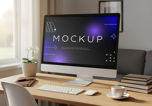 Computer Screen Mockup Desk 