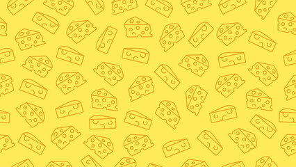Cheese pattern background. Seamless motif of cheese doodle. Hand drawn cheese wallpaper