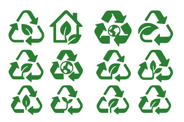 Obraz premium Green recycling symbols on gradient background highlighting eco friendly practices