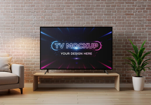 TV Mockup Living Room Scene