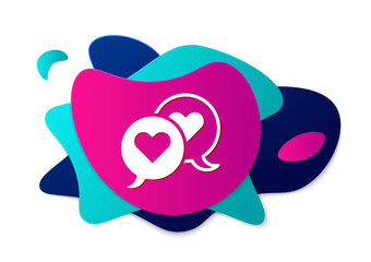 Color Heart in speech bubble icon isolated on white background. Happy Valentines day. Abstract banner with liquid shapes. Vector