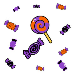 candy collection Flat halloween trick or treat