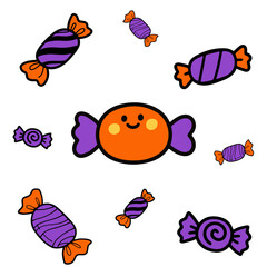 candy collection Flat halloween trick or treat 4